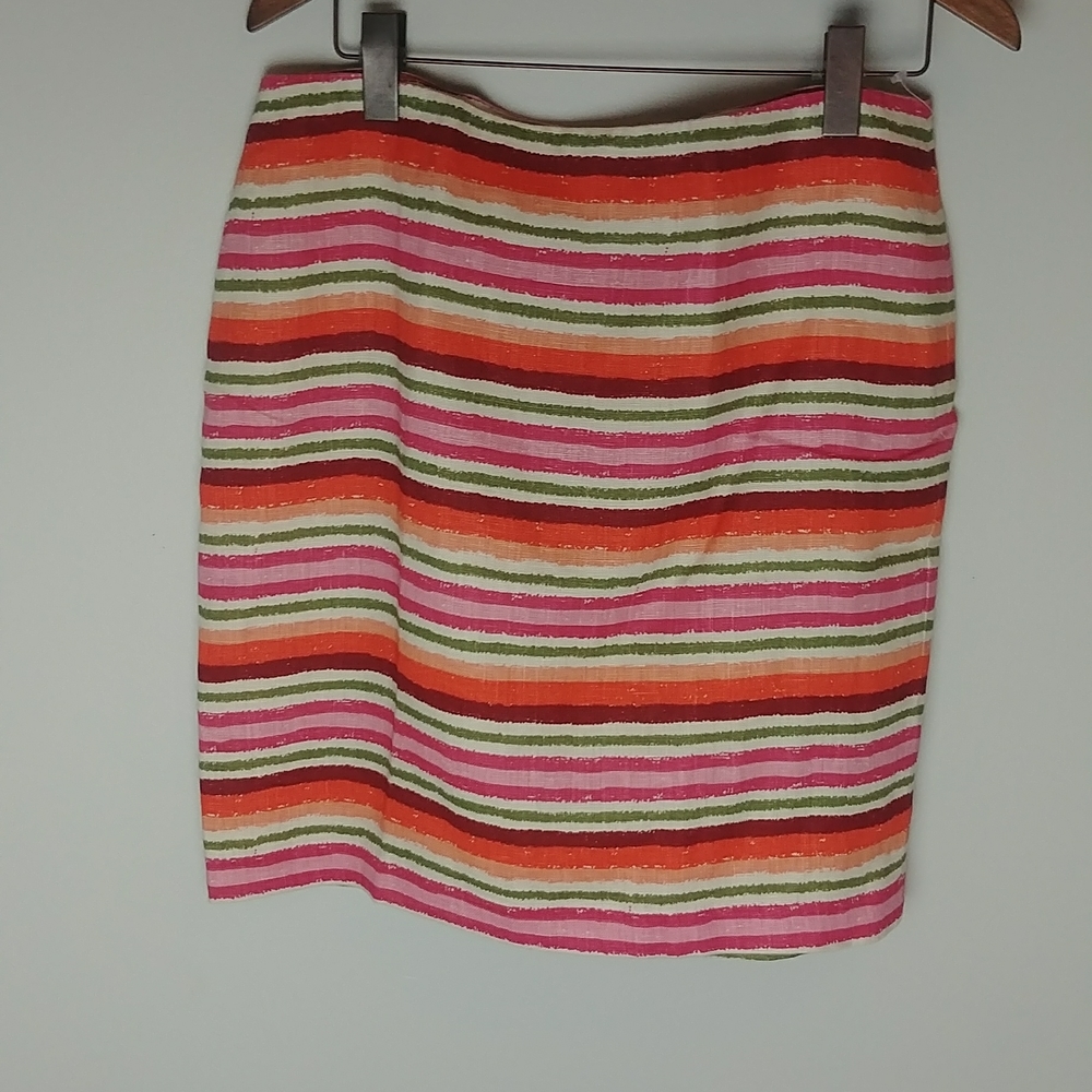 NWT Talbot Petites Striped Colorful Lined Midi Pencil Skirt Back Zipper Closure